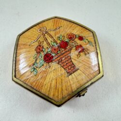 1930s Houbigant Paris Floral Basket Motif Triple Compact
